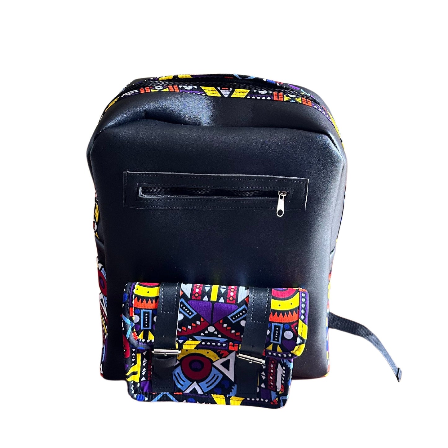 Leather Backpack with African Print Pattern 1 - Pearl Africa