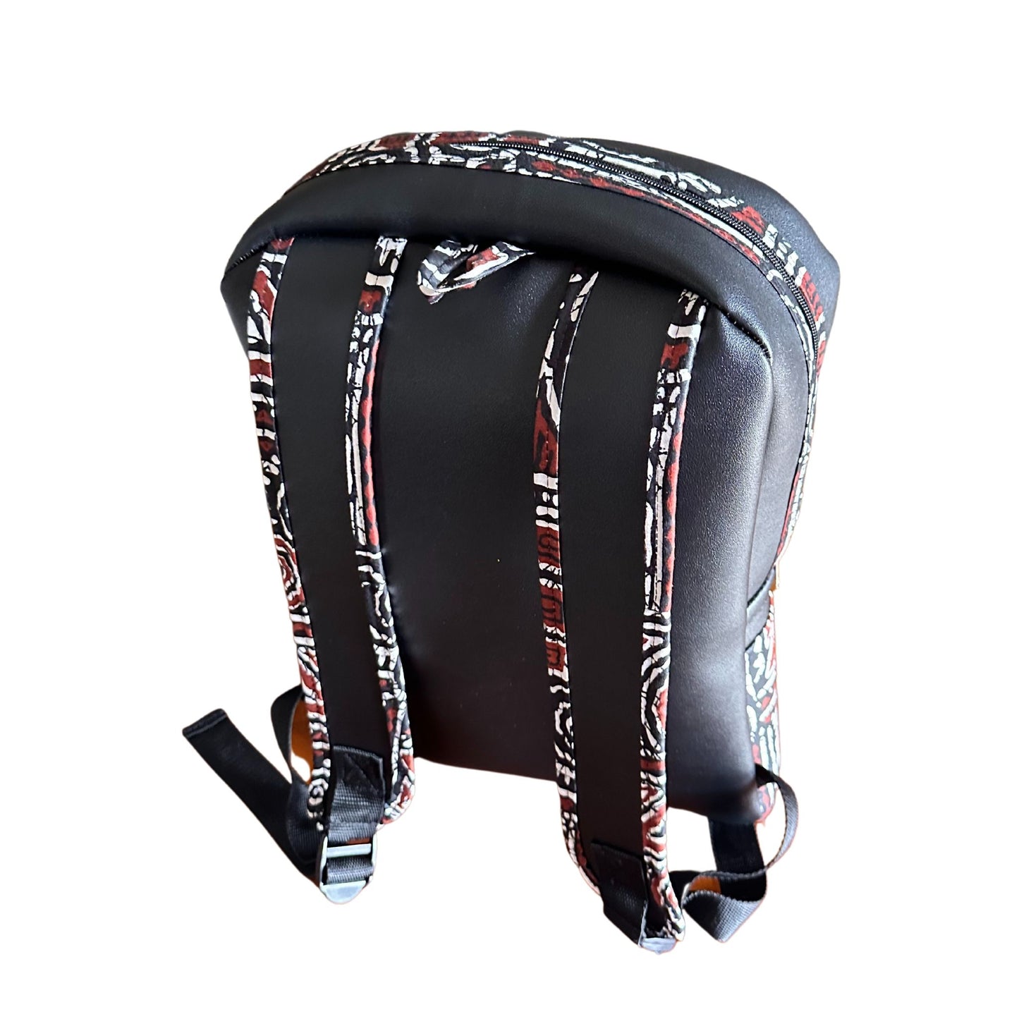 Leather Backpack with African Print Pattern 2 - Pearl Africa